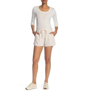 Caslon Woman's Linen Blend Drawstring Shorts In Flax Cream Beige Size S